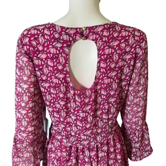 NWT CeCe Romantic Voyage Floral Dress in New Fuchsia 8 - Picture 6 of 7